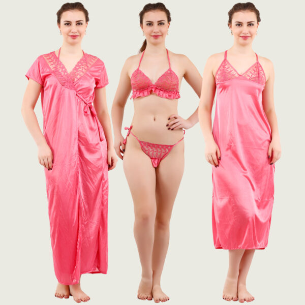 Light Coral Satin Set of 4 Pcs