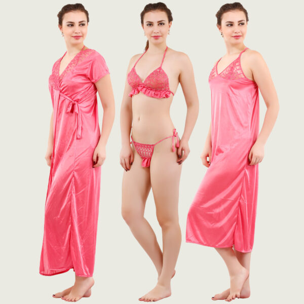 Light Coral Satin Set of 4 Pcs - Image 2