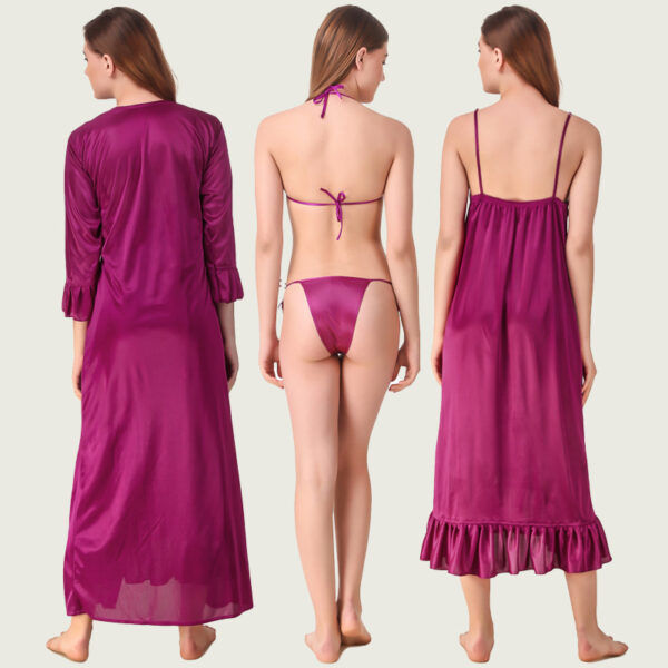 Magenta Satin Set of 4 Pcs - Image 3