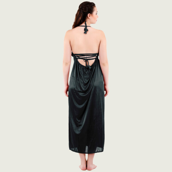 Black Satin Nighty with Robe - Image 3