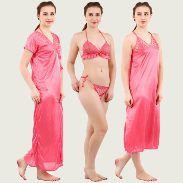 Light Coral Satin Set of 4 Pcs - Image 4