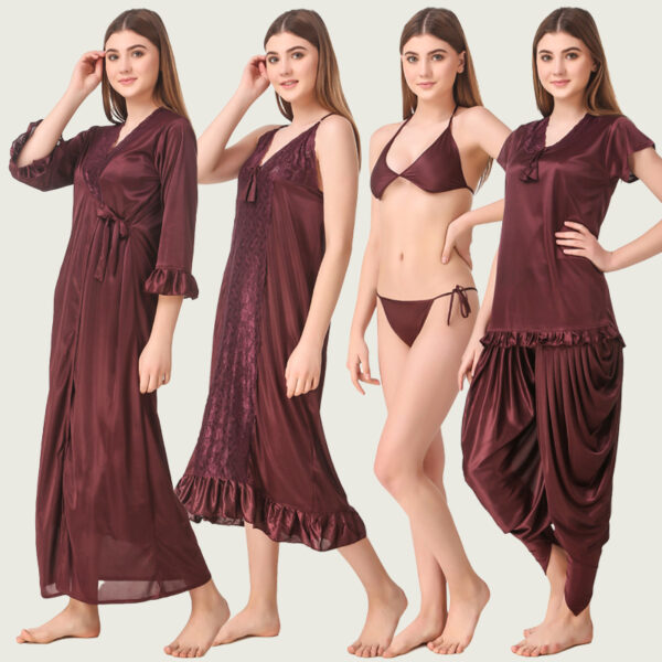 Brown Satin Set of 6 Pcs - Image 2