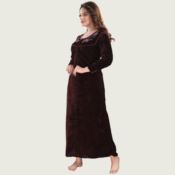 Brown Velvet Long Nighty - Image 2