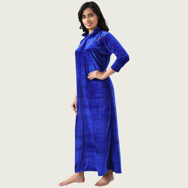 Blue Velvet Long Nighty - Image 2