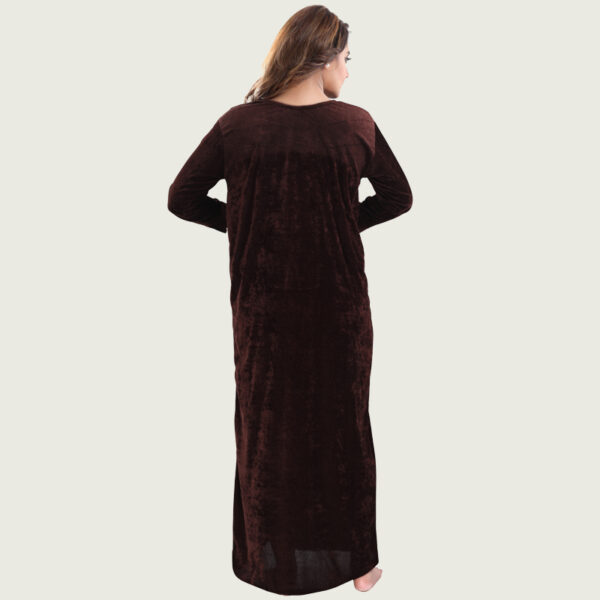 Brown Velvet Long Nighty - Image 3