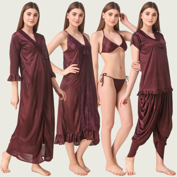 Brown Satin Set of 6 Pcs - Image 4